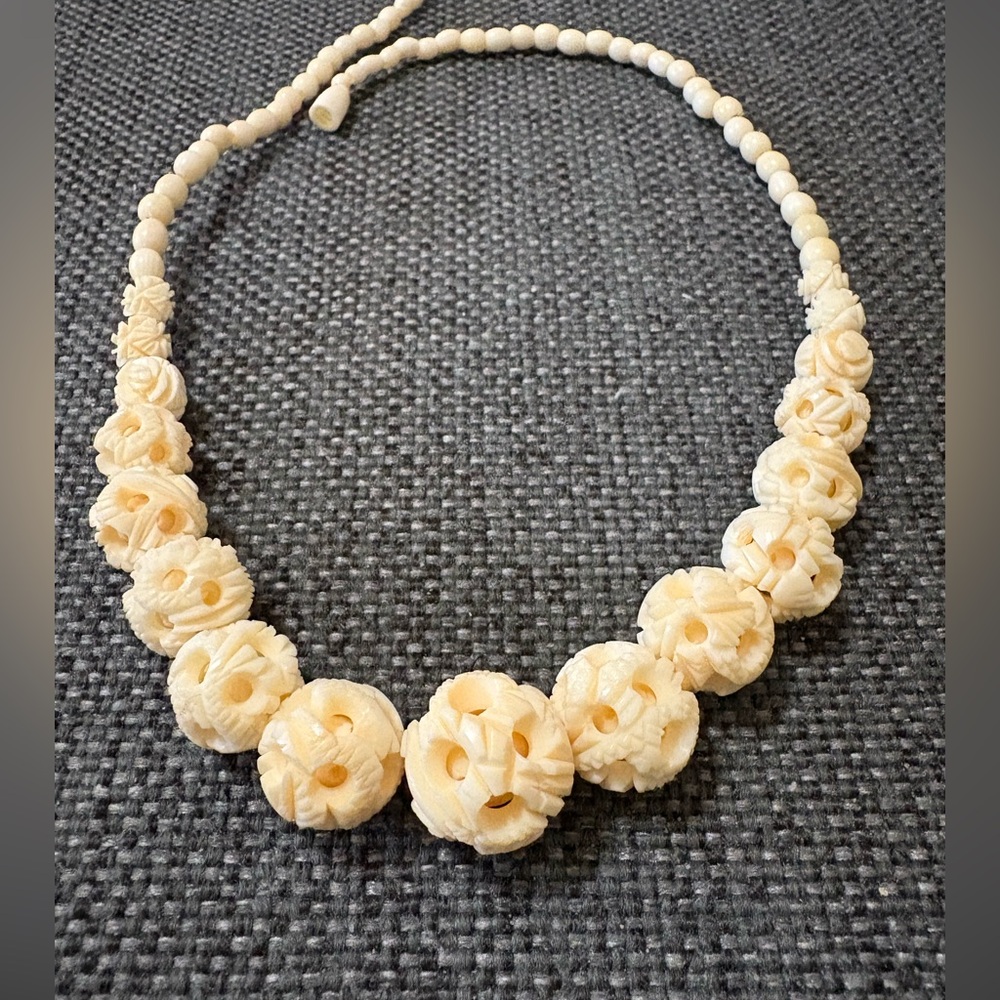 Vintage carved bone necklace